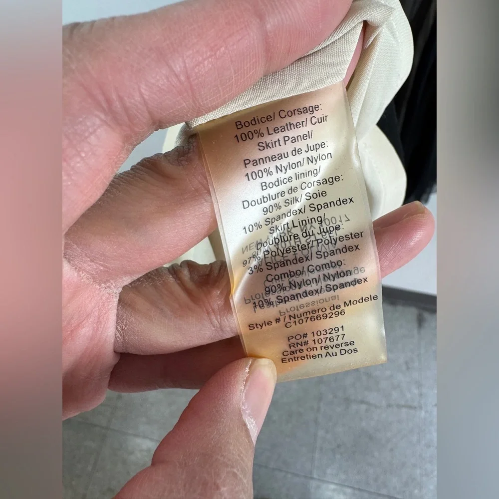 Alice + Olivia Leather Tulle Dress Black Fit Flare Party Mini Size 6 Dark Goth - Picture 9 of 15